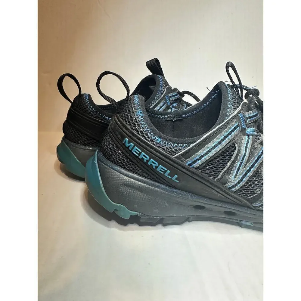 Merrell Size 8 Mens Choprock Hiking Shoes Sneakers Black Blue Outdoor